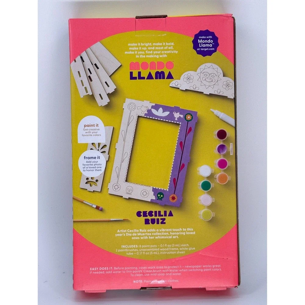Mondo Llama Dia de Muertos Create Your Own Wood Frame Kit DIY Paint Cecilia Ruiz